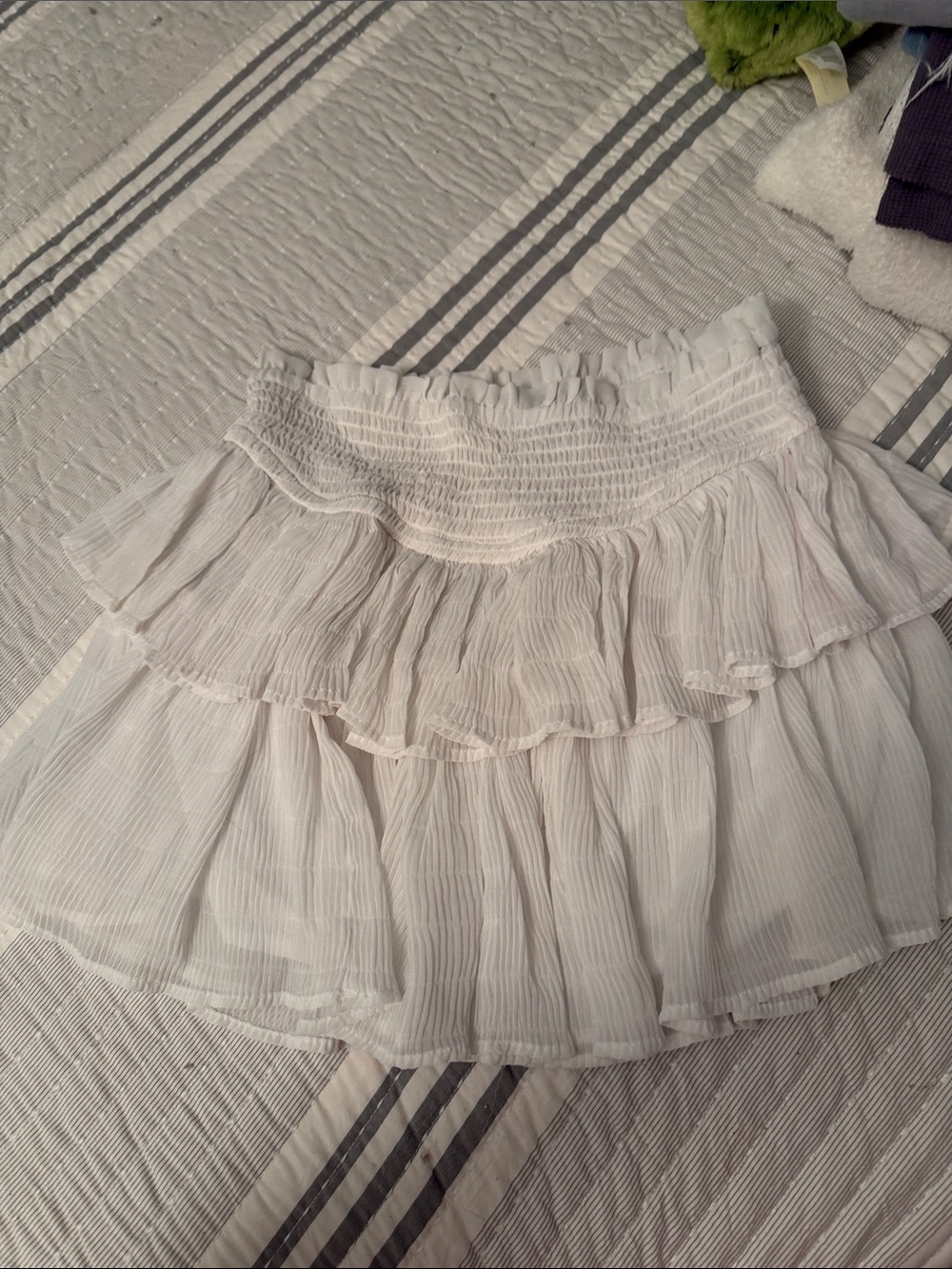 Forever 21 White Tiered Ruffle Skater Skirt